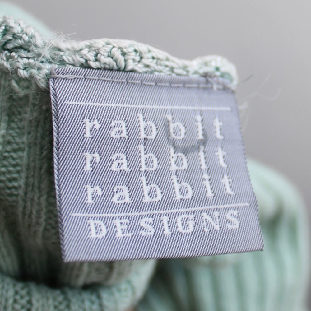 Rabbit Rabbit Rabbit Sage Green Floral Knit Short Sleeve Cardigan Size Medium/8 - Picture 4 of 7